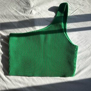 Aritzia babaton green one shoulder crop top